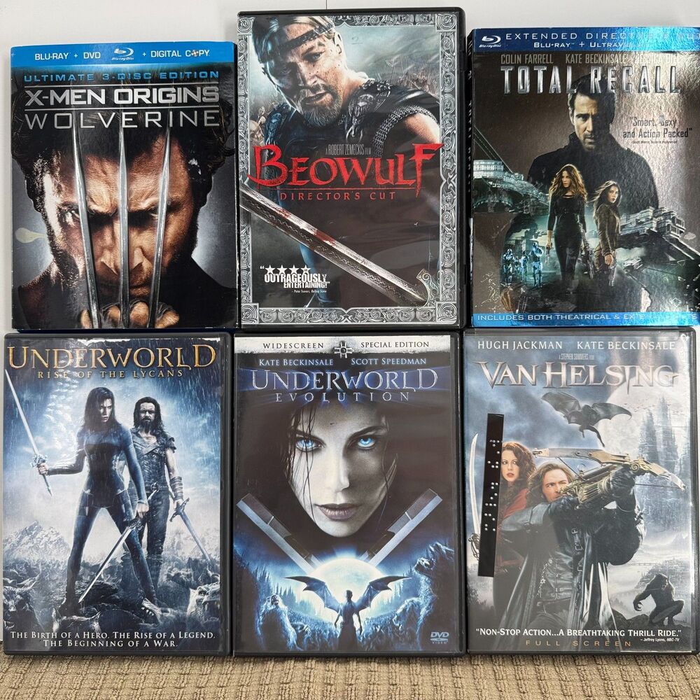 Action Blu-ray & DVD Lot X-Men Wolverine Underworld Van Helsing Total Recall
